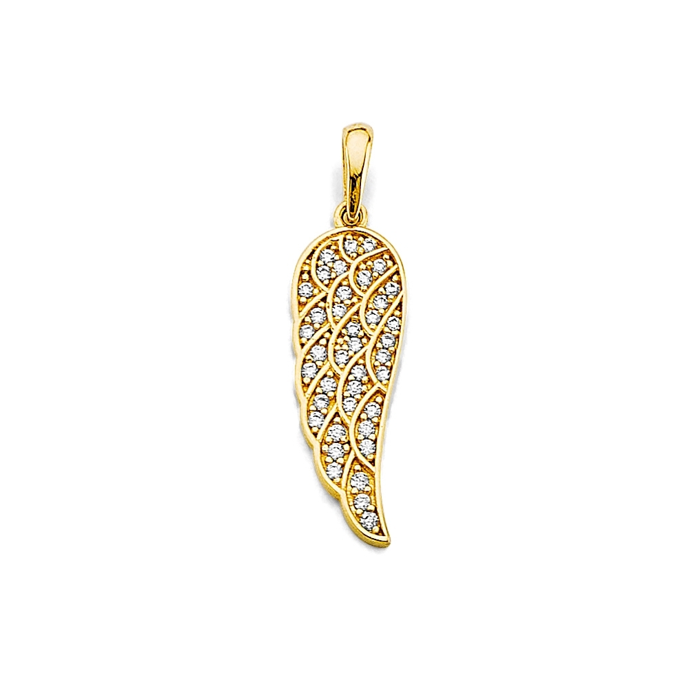 14KT Gold Cubic Zircinua Fancy Wing Pendant